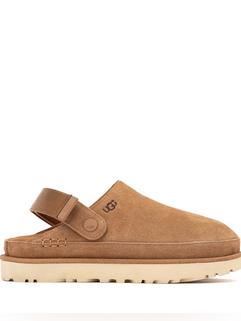 UGG Goldenstar Suede Platform Clogs Brown Tan